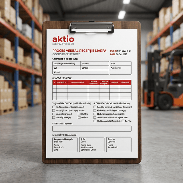 Proces Verbal de Recepție Marfă